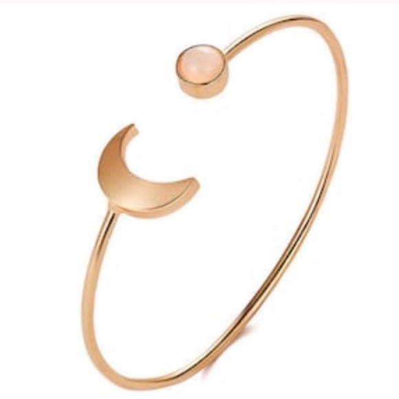 Gold Moon Bangle Bracelet - Picture 2 of 2